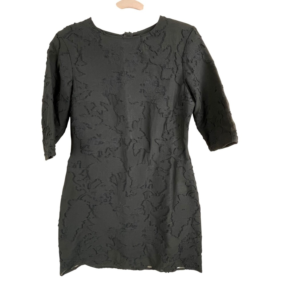 DONDUP Black Textured 3/4 Sleeve Sheath‎ Dress Made in Italy Size 44